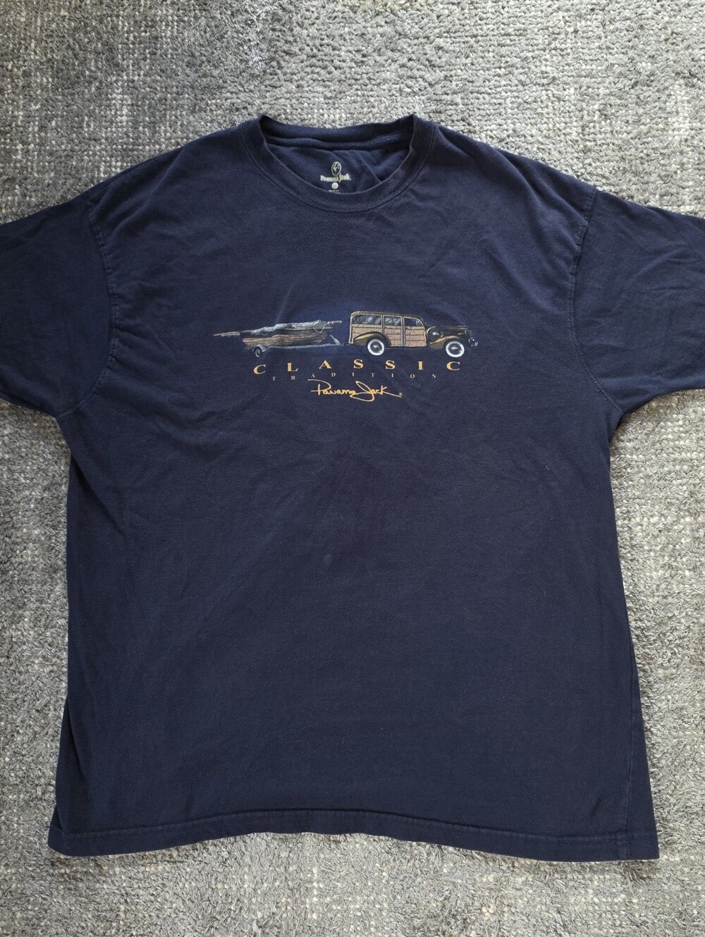 Panama Jack Classic Tradition Woodie Wagon Boat Graphic T Shirt Mens XXL Navy